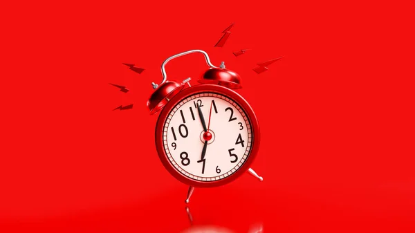 Reloj Despertador Rojo Con Ruta Recorte Alarma Las Concepto Idea —  Fotos de Stock