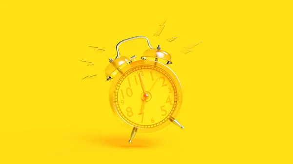 Reloj Despertador Amarillo Transparente Con Ruta Recorte Alarma Las Concepto —  Fotos de Stock