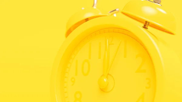 Reloj Despertador Amarillo Espacio Copia Para Texto Alarma Las Concepto — Foto de Stock
