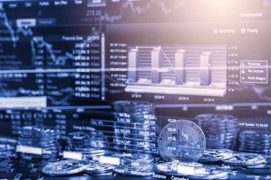 Modern bir takas yöntemi. Bitcoin küresel ekonomi piyasasında uygun bir ödemedir. Sanal dijital para birimi ve finansal yatırım ticaret kavramı. Altın bitcoin arka planına sahip soyut kripto para birimi.