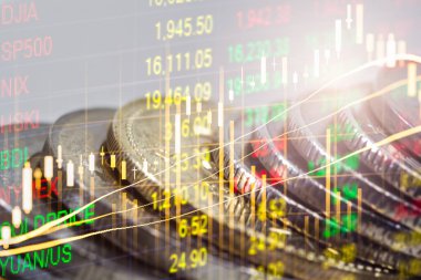 Finansal yatırım konsepti için uygun borsa veya önx ticaret grafiği ve şamdan grafiği. Ekonomik trendler iş fikri ve tüm sanat tasarımı için arka plan. Soyut finans arkaplanı.