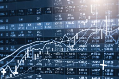 Finansal yatırım konsepti için uygun borsa veya önx ticaret grafiği ve şamdan grafiği. Ekonomik trendler iş fikri ve tüm sanat tasarımı için arka plan. Soyut finans arkaplanı.