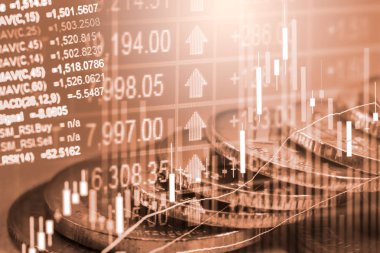 Finansal yatırım konsepti için uygun borsa veya önx ticaret grafiği ve şamdan grafiği. Ekonomik trendler iş fikri ve tüm sanat tasarımı için arka plan. Soyut finans arkaplanı.