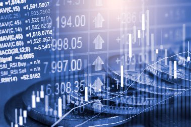 Finansal yatırım konsepti için uygun borsa veya önx ticaret grafiği ve şamdan grafiği. Ekonomik trendler iş fikri ve tüm sanat tasarımı için arka plan. Soyut finans arkaplanı.