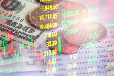 Finansal yatırım konsepti için uygun borsa veya önx ticaret grafiği ve şamdan grafiği. Ekonomik trendler iş fikri ve tüm sanat tasarımı için arka plan. Soyut finans arkaplanı.