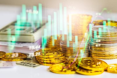 Finansal yatırım konsepti için uygun borsa veya önx ticaret grafiği ve şamdan grafiği. Ekonomik trendler iş fikri ve tüm sanat tasarımı için arka plan. Soyut finans arkaplanı.