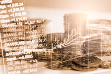 Finansal yatırım konsepti için uygun borsa veya önx ticaret grafiği ve şamdan grafiği. Ekonomik trendler iş fikri ve tüm sanat tasarımı için arka plan. Soyut finans arkaplanı.