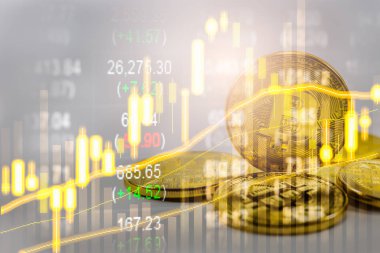 Modern bir takas yöntemi. Bitcoin küresel ekonomi piyasasında uygun bir ödemedir. Sanal dijital para birimi ve finansal yatırım ticaret kavramı. Altın bitcoin arka planına sahip soyut kripto para birimi.