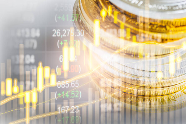 График торговли на фондовом рынке или на рынке Форекс и диаграмма подсвечников подходят для концепции финансовых инвестиций. Экономические тенденции фон для бизнес-идеи и всех художественных работ дизайн. Абстрактное финансирование.