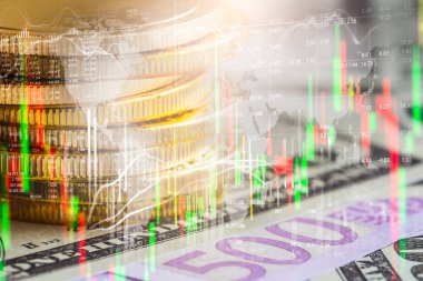 Finansal yatırım konsepti için uygun borsa veya önx ticaret grafiği ve şamdan grafiği. Ekonomik trendler iş fikri ve tüm sanat tasarımı için arka plan. Soyut finans arkaplanı.