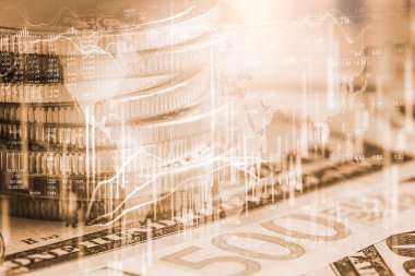 Finansal yatırım konsepti için uygun borsa veya önx ticaret grafiği ve şamdan grafiği. Ekonomik trendler iş fikri ve tüm sanat tasarımı için arka plan. Soyut finans arkaplanı.