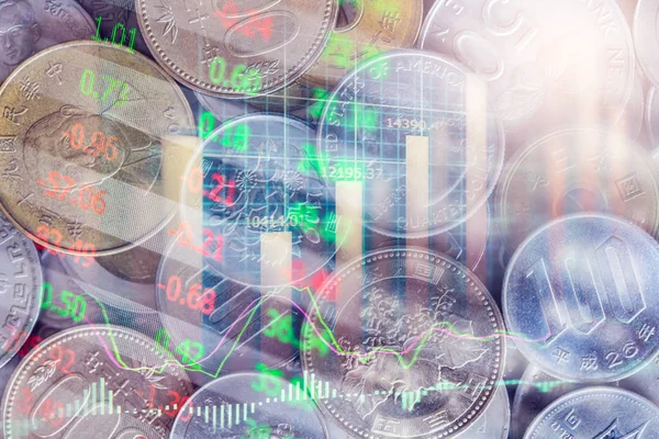 Finansal yatırım konsepti için uygun borsa veya önx ticaret grafiği ve şamdan grafiği. Ekonomik trendler iş fikri ve tüm sanat tasarımı için arka plan. Soyut finans arkaplanı.