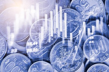 Finansal yatırım konsepti için uygun borsa veya önx ticaret grafiği ve şamdan grafiği. Ekonomik trendler iş fikri ve tüm sanat tasarımı için arka plan. Soyut finans arkaplanı.