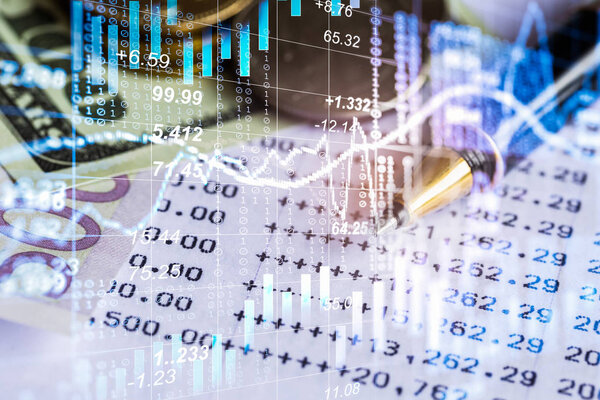 График торговли на фондовом рынке или на рынке Форекс и диаграмма подсвечников подходят для концепции финансовых инвестиций. Экономические тенденции фон для бизнес-идеи и всех художественных работ дизайн. Абстрактное финансирование.