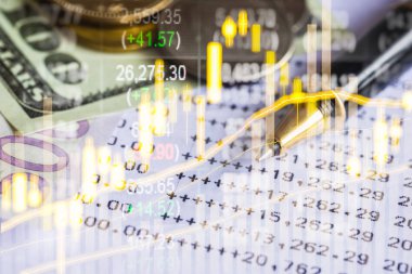 Finansal yatırım konsepti için uygun borsa veya önx ticaret grafiği ve şamdan grafiği. Ekonomik trendler iş fikri ve tüm sanat tasarımı için arka plan. Soyut finans arkaplanı.