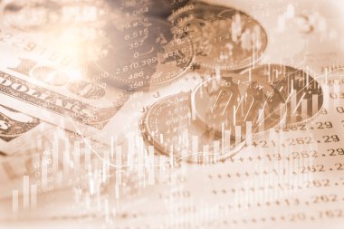 Finansal yatırım konsepti için uygun borsa veya önx ticaret grafiği ve şamdan grafiği. Ekonomik trendler iş fikri ve tüm sanat tasarımı için arka plan. Soyut finans arkaplanı.