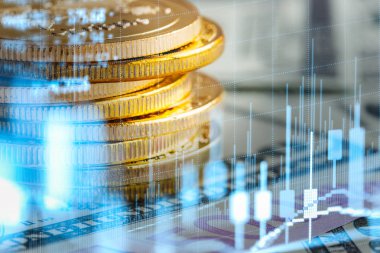 Finansal yatırım konsepti için uygun borsa veya önx ticaret grafiği ve şamdan grafiği. Ekonomik trendler iş fikri ve tüm sanat tasarımı için arka plan. Soyut finans arkaplanı.