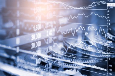 Finansal yatırım konsepti için uygun borsa veya önx ticaret grafiği ve şamdan grafiği. Ekonomik trendler iş fikri ve tüm sanat tasarımı için arka plan. Soyut finans arkaplanı.