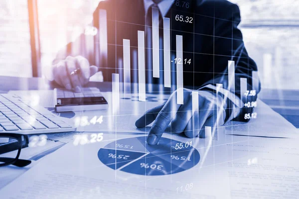 Stock market or forex trading graph and candlestick chart suitab — Stock Photo, Image