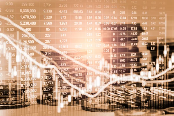 Stock market or forex trading graph and candlestick chart suitab