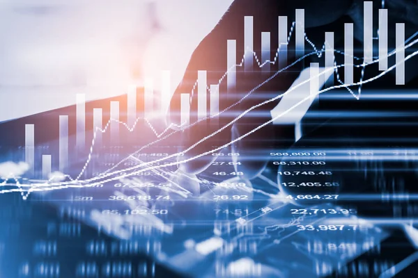 Stock market or forex trading graph and candlestick chart suitab