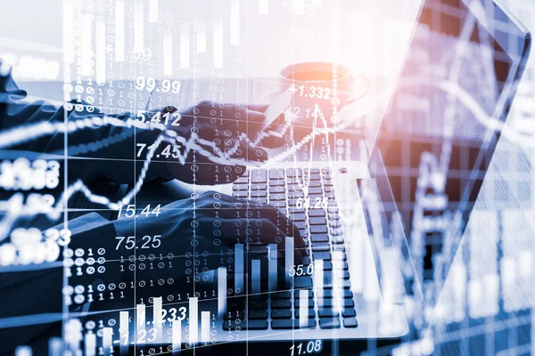 Aktiemarknaden eller forex handel diagram och ljusstake diagram suitab — Stockfoto