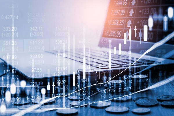 Stock market or forex trading graph and candlestick chart suitab