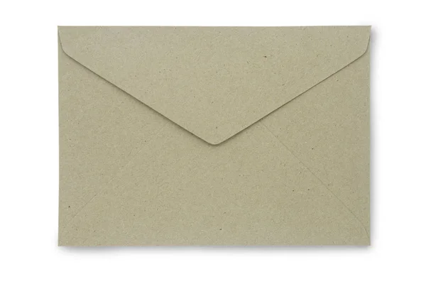 Close Kraft Papier Envelop Geïsoleerd Witte Achtergrond Met Uitknippad Kraft — Stockfoto