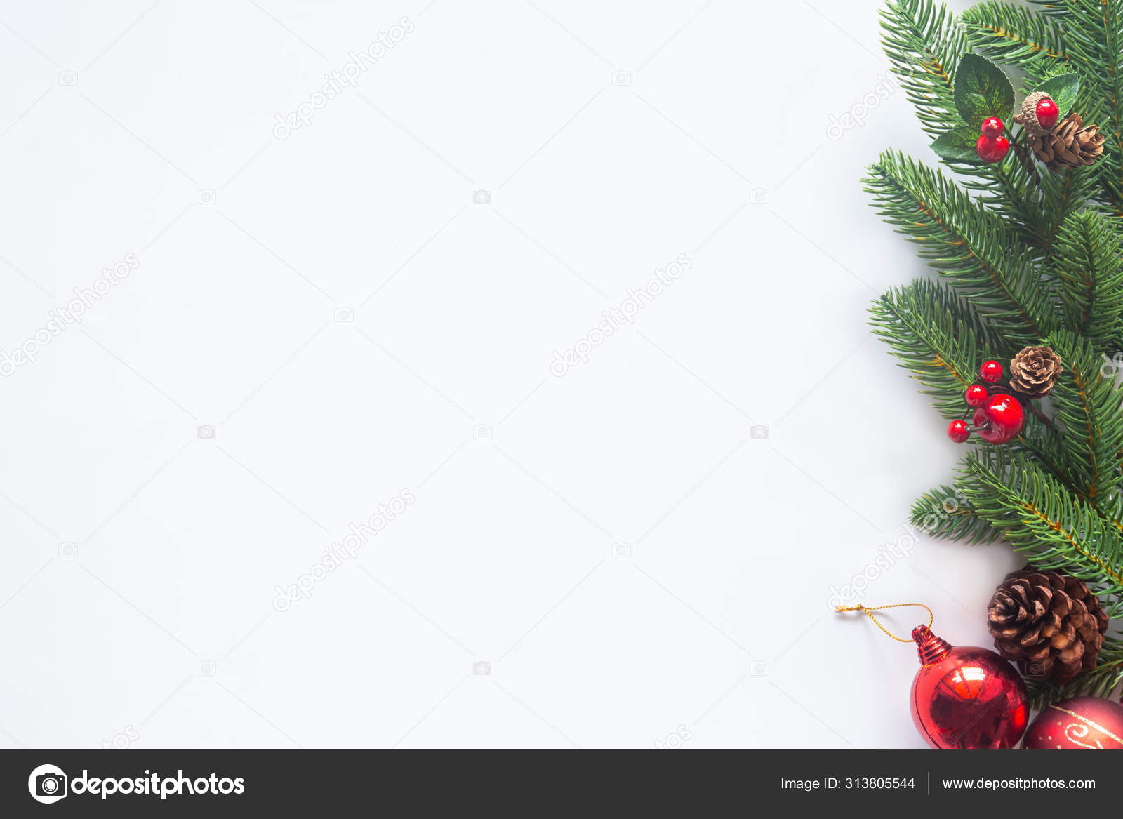 Holiday Christmas card background with festive decoration ball, Stock Photo  by ©phongphan 313805544