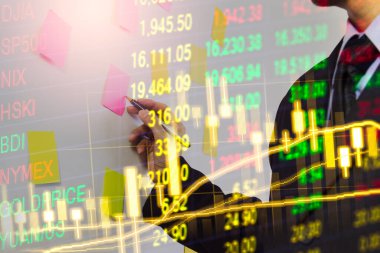 Finansal yatırım konsepti için uygun borsa veya önx ticaret grafiği ve şamdan grafiği. Ekonomik trendler iş fikri ve tüm sanat tasarımı için arka plan. Soyut finans arkaplanı.