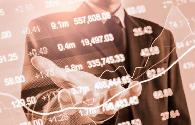 Finansal yatırım konsepti için uygun borsa veya önx ticaret grafiği ve şamdan grafiği. Ekonomik trendler iş fikri ve tüm sanat tasarımı için arka plan. Soyut finans arkaplanı.