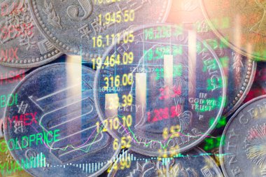 Finansal yatırım konsepti için uygun borsa veya önx ticaret grafiği ve şamdan grafiği. Ekonomik trendler iş fikri ve tüm sanat tasarımı için arka plan. Soyut finans arkaplanı.