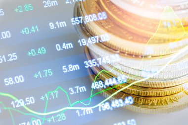 Finansal yatırım konsepti için uygun borsa veya önx ticaret grafiği ve şamdan grafiği. Ekonomik trendler iş fikri ve tüm sanat tasarımı için arka plan. Soyut finans arkaplanı.