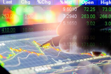 Finansal yatırım konsepti için uygun borsa veya önx ticaret grafiği ve şamdan grafiği. Ekonomik trendler iş fikri ve tüm sanat tasarımı için arka plan. Soyut finans arkaplanı.