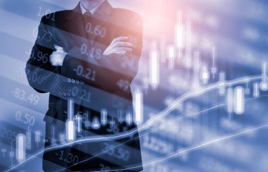 Finansal yatırım konsepti için uygun borsa veya önx ticaret grafiği ve şamdan grafiği. Ekonomik trendler iş fikri ve tüm sanat tasarımı için arka plan. Soyut finans arkaplanı.