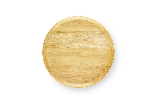 Handmade Empty Wooden Bowl White Isolated Background Clipping Path Top — Stock Photo, Image