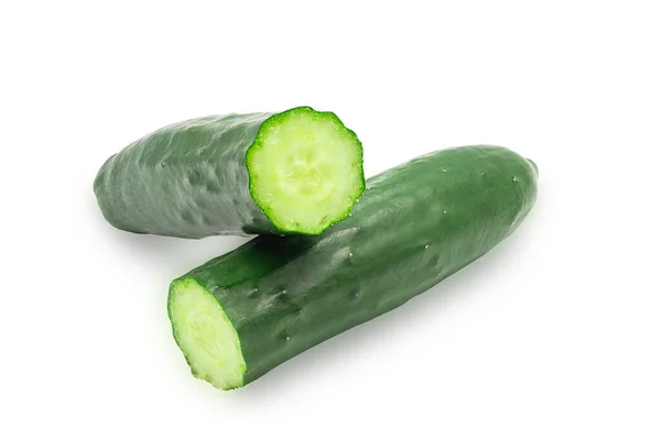 Único Pepino Japonês Verde Orgânico Suhyo Fundo Isolado Branco Com — Fotografia de Stock