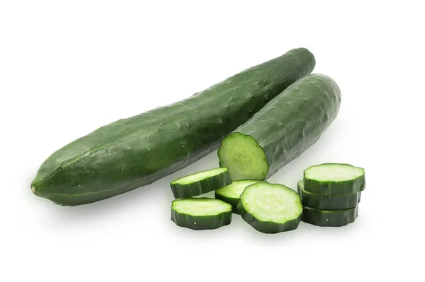 Single Organic Green Japanese Cucumber Suhyo White Isolated Background Clipping — Stock Photo, Image