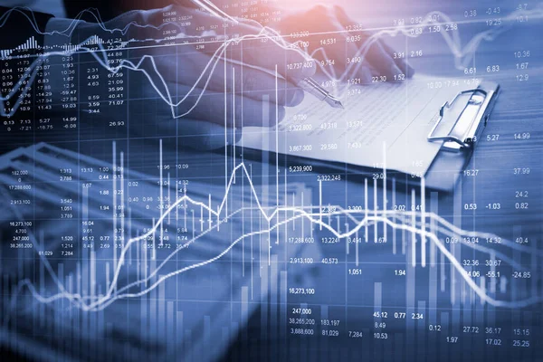 Stock market or forex trading graph and candlestick chart suitable for financial investment concept. Economy trends background for business idea and all art work design. Abstract finance background.