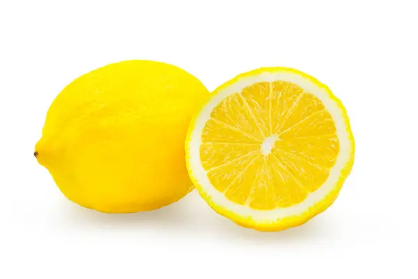Целый Половина Органического Лимона Белом Изолированном Фоне Вырезкой Пути — стоковое фото