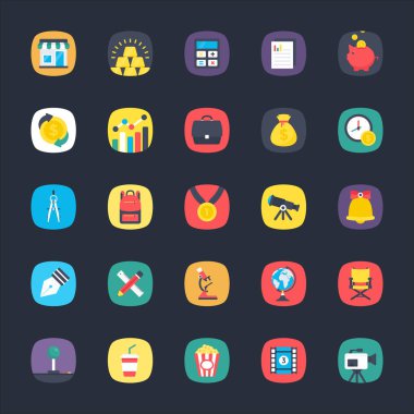 App düz simgeler koleksiyonu