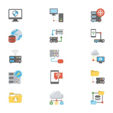 Veri depolama ve veritabanları simgeler 