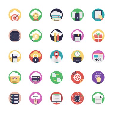 Veritabanı ve bulut teknoloji simgeleri 