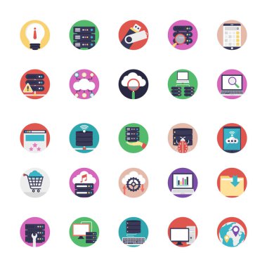 Veritabanı ve bulut teknoloji Icons Set 