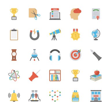 Düz eğitim simgeler paketi 