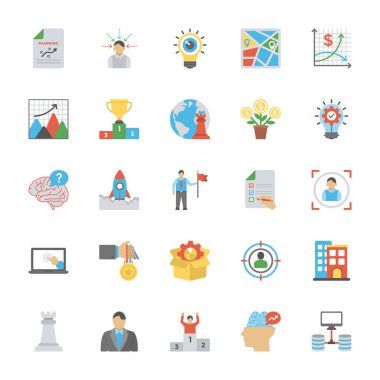 Girişimcilik düz Icons Set 