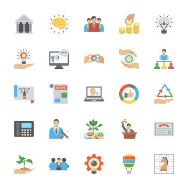 Girişimcilik düz simgeler paketi 