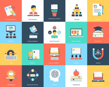 Eğitim düz simgeler kümesi