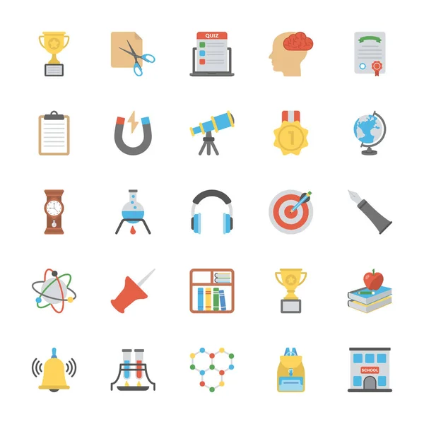 Paquete Iconos Educación Plana — Vector de stock