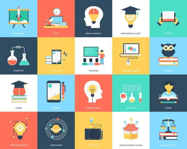 Onderwijs Platte Icons Pack — Stockvector